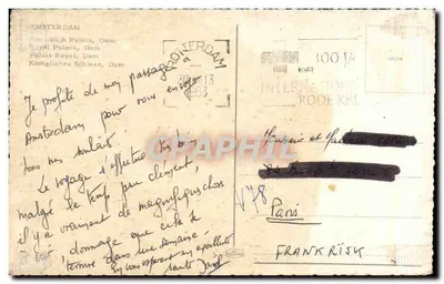 Palácio Real de Amsterdam — Dam — editor Rode Krl, n° V48 — Verso