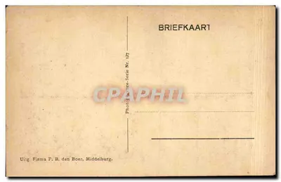 Volendam — kobiety w tradycyjnym stroju patrzące na żagle — Firma P. B. den Boer, Middelburg, seria 127 — Rewers