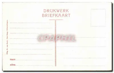 Scheveningen, Strandleven — scena plażowa z kabinkami piaskowymi — wydawca H. van Roek, La Haye — Rewers