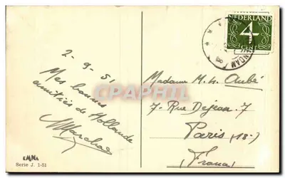 Volendam (Holandia) — dwaj dziecięcy w strojach tradycyjnych — wydawca EMNA, seria J-51 — Rewers