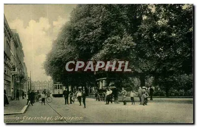 ’s-Gravenhage, Oranjeplein — vista da praça com trêmio e árvores — Dr. Trenkier Co, Leipzig