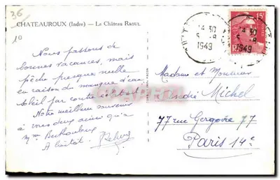 Zamek Raoul — Zamek w Châteauroux (Indre) — Wydawca Comble Imp. Wacon — Rewers