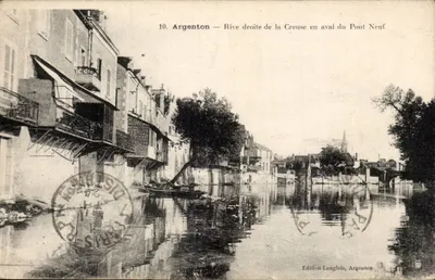 Argenton — Riva direita da Creuse a jusante do Ponte Novo — Edição Langlois, Argenton