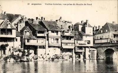 Argenton - Velhas Galerias, vista tirada do Moulin de Bord — Édit. Langlois, n°39