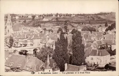 Argenton (Indre) — Vista geral e o Ponte Velho — n°3