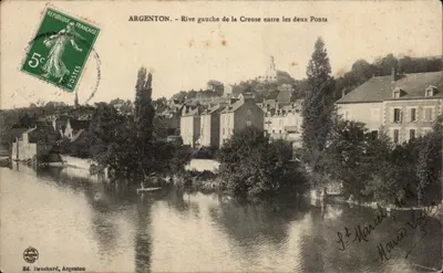 Argenton - Riva esquerda da Creuse entre os dois Pontes — Ed. Beuchard, Argenton