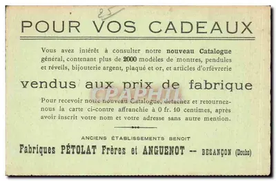 Besançon-les-Bains — Katedra św. Jana i Twierdza — Fabriques Pétolat Frères i Anguenot (Besançon) — Rewers