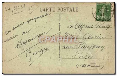 Besançon-les-Bains — Vue sur Besançon et le Doubs à Tarragnoz — Éditeur C.I.E. n°102 — Rewers