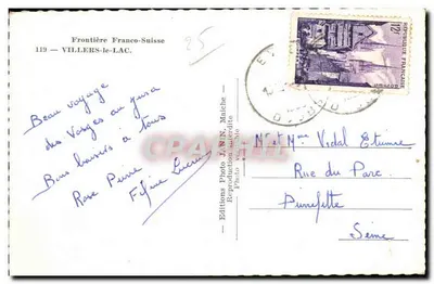 Villers-le-Lac — Fronteira Franco-Suíça — Éditions Janin — Verso
