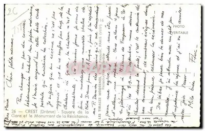 Piazza della Resistenza a Crest (Drôme) — Monumento della Resistenza — editore Les Tirages Modernes, Parigi — Verso