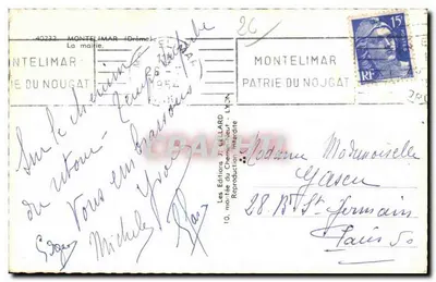 La Vallée del Ródano — Montélimar — Ediciones J. GELLARD — Reverso