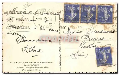 Valence-sur-Rhône — O parque Jouvet — Visão aérea — Edições Paul Jacquin — Verso