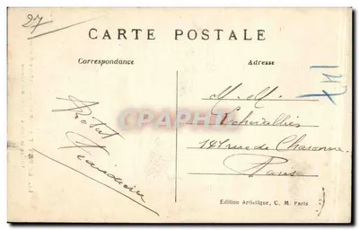 Le Petit Andelys — Widok miasta przez przejście — Zamek Gaillard — C. M. — Rewers