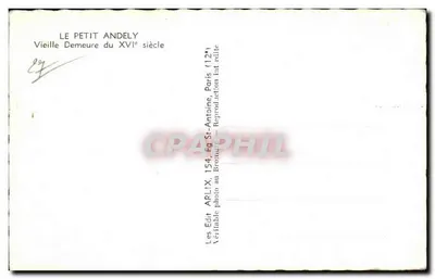 Le Petit Andely — Stara dom z XVI wieku — Wydawca ARLIX 154, Paryż — Rewers