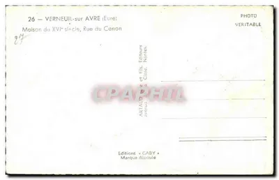 Verneuil-sur-Avre — Casa del XVI secolo, Rue du Canon — Éditions Caby — Verso