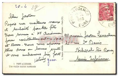 Font-Audemer — Stara normandzka wiejska kamienica — G. Réant, wydawca, 15, rue de l'Arnoult - Paryż (XV) — Rewers