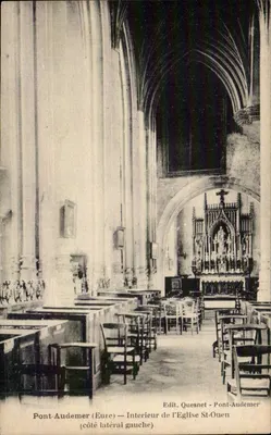 Ponte Audemer (Eure) — Interior da Igreja de São Ouen (lado esquerdo lateral) — Edit. Quesnet - Ponte Audemer