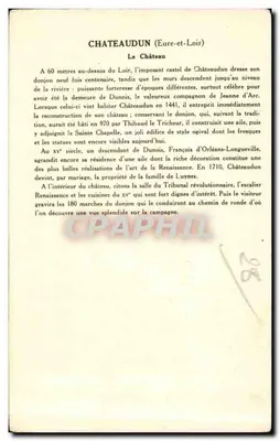 Castelo de Châteaudun — Eure-et-Loir — Coleção da Solução Pauhauerge, 5ª Série — Verso