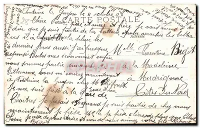 Z Chartres — widok katedry, pomnika i placu — Col. L. Aubart, Phil. — Rewers
