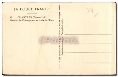 Chartres (Eure-et-Loir) — Manhã de Primavera às margens do rio Eure — Les Editions d'Art YVON, Paris — Verso