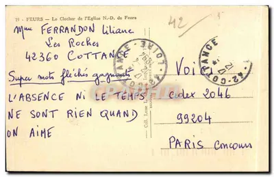 Feurs — O Campanário da Igreja N.-D. de Feurs — Coll. Laxze — Verso