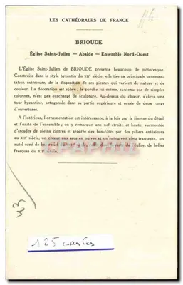 Igreja de São Julião — Brioude (Alta Loire) — Coleção da Solution Paulauberger — Verso