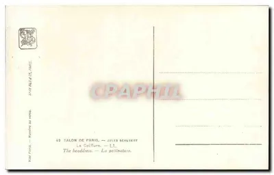 Mulher diante de um espelho — penteadura — Salão de Paris, Jules Scalbert — Verso