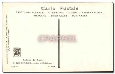 Donna a colazione con due cani — F. GEO ROUSSEL H.C. — Salons de Paris — Verso
