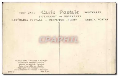 Powrót z rynku — Hiszpania — Salon 1913 — Charles J. Bergès — Rewers