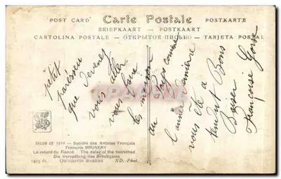Opóźnienie narzeczonego — Salon 1914 — Société des Artistes Français — Rewers