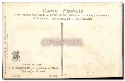 Vaches au bord d'un marais — F. Planquette — Salon de 1918 — Verso