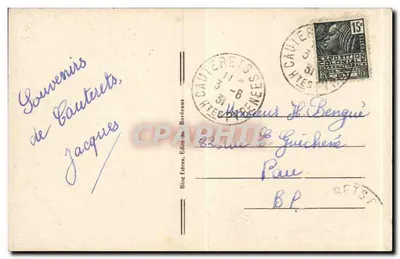 Pyrénées - Cauterets - Skoczek Cerssey (wys. 1235 m.) - Bloc frères, Bordeaux, nr 38 — Rewers