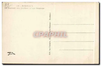 Bordeaux — Faculté des Lettres et des Sciences — wydawca La Cigogne, 32, rue Porte-Dijeaux — Rewers