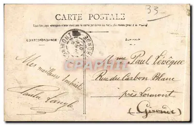Vrouw met bloemenvoorwerp — uitzicht op Bordeaux — uitgever P.A.P. n° 33 — Achterkant