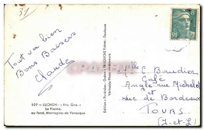Luchon — Basen, w tle, Góry Venasque — Wydawnictwo «Océan» LABOUCHE Frères Toulouse — Rewers
