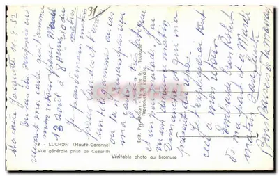 Luchon (Haute-Garonne) — ogólny widok z Cazarilh — wydawca Pyr. Gason, Toulouse — Rewers