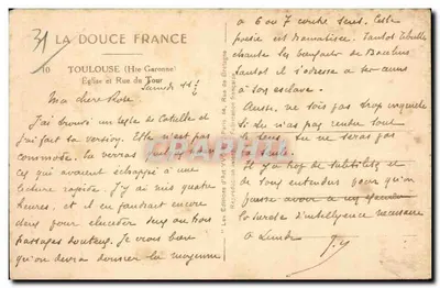 Toulouse — Rue du Tour — Katedra św. Krzyża — wydawca Yvon, nr 31 — Rewers