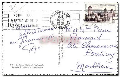 Três bonecas em trajes regionais de Toulouse — Éditions Laroche — n°88 — Verso