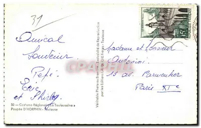 Boneca em traje toulousano — Edições CHE Frères — n°50 — Verso
