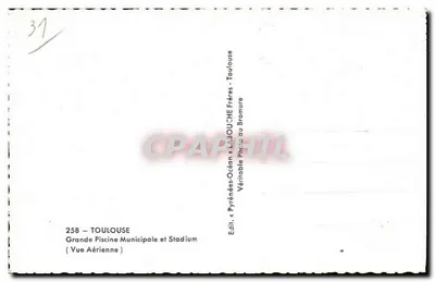 Toulouse — Duża Miejska Pływalnia i Stadion — Wydawca LA BOUCHE Frères — Rewers