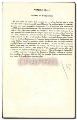 Castelo de Lesdiguières — Vizille (Isère) — Coleção da Solução Pautamberg — 5ª Série — Verso