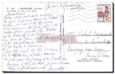 Hossegor — plaża, jezioro i las — wydawca Lavieille, n° P. 350 — Rewers