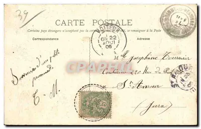 Grutas de Beaume-les-Messieurs — Recuerdo — Edición G.B. Lons le Saunier — Reverso