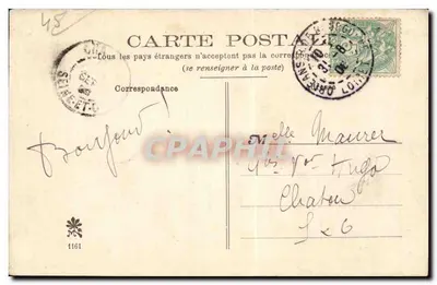 As margens do Loiret — vista do rio com casa e caminho — editor não identificado — Verso