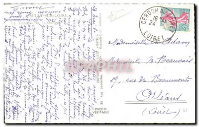 Zamek Sully-sur-Loire — widok zamku z jego basenem — Wydawca Estol — Rewers