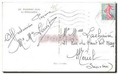 Grotta di Padirac — Il Molo — Edizioni J. Vermeil, Saint-Céré (Lot) n°304 — Verso