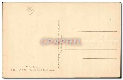 Castelo feudal de Solvagnac — Vale do Lot — Editor: Les Arts Graphiques du Lot, n° 165 — Verso