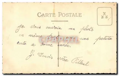 Jovem em traje — foto de retrato — Carte postale — Verso