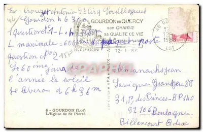 Kościół Świętego Piotra w Gourdon — widok fasady — wydawca APA — Rewers