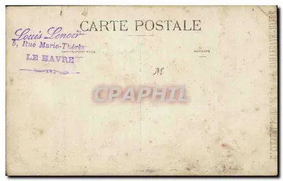 Retrato de um homem de terno — diante de uma porta de madeira — editor Louis Lenoc, Le Havre — Verso
